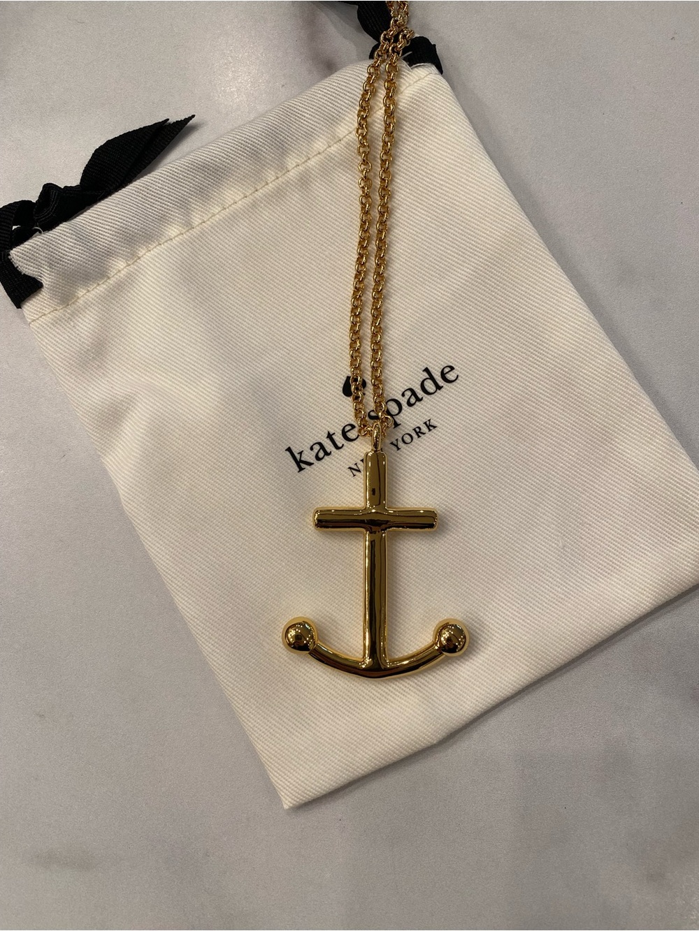 KATE SPADE Extra Large Gold Anchors Away Statement Necklace Delta Gamma
